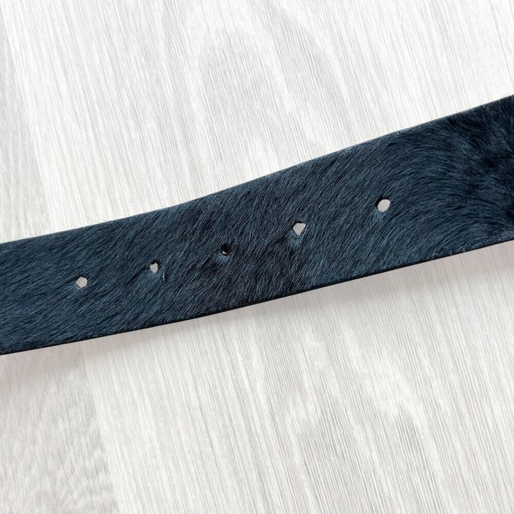 Brave Leather Kasi Hair-On Belt 32 Black Calf Hair Silver Equestrian Buckle EUC - Picture 6 of 13